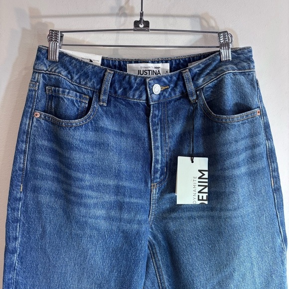 DYNAMITE Sz 27 Justina Jeans Mid-Wash Straight Leg high Waisted NEW WITH TAGS - Picture 6 of 16